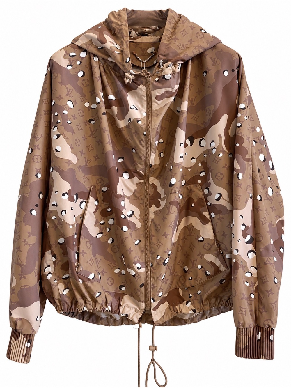 Louis Vuitton Brown Camouflage Hooded Bomber Jacket